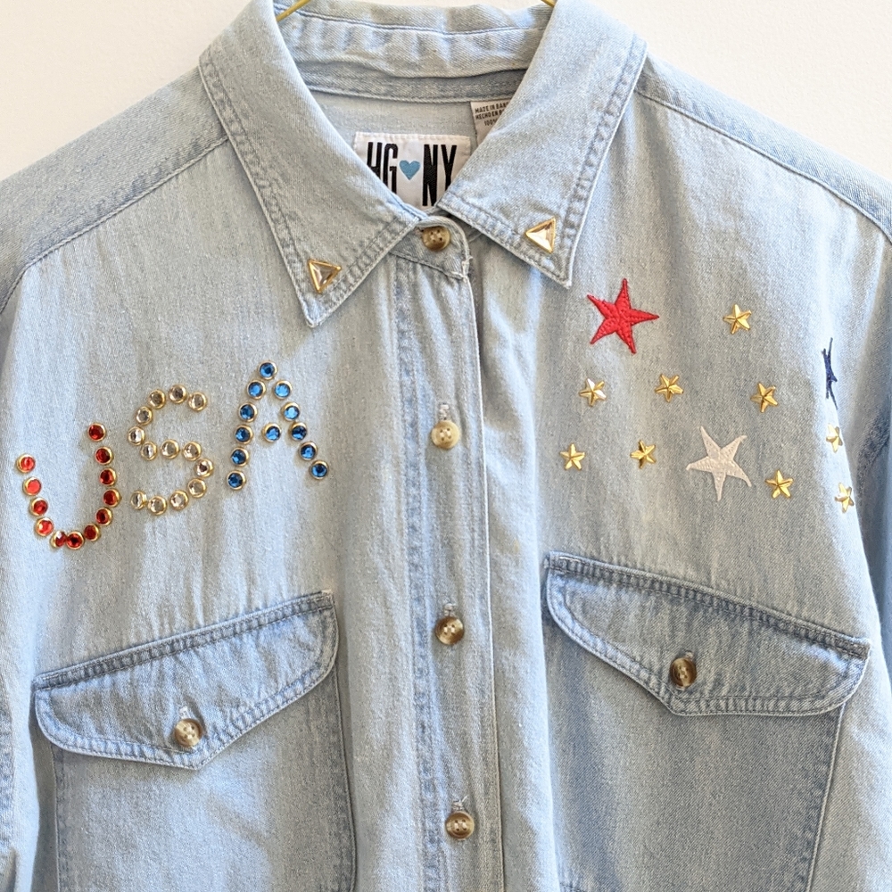Vintage denim patriotic button down - Picture 6 of 8